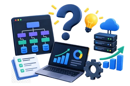 Cloud Infrastructure, Architecture Diagram, and Business Analytics Illustration